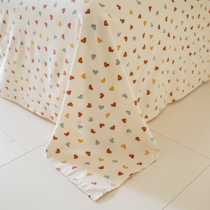 91家纺网 家纺一手货源 找家纺 绒世界 绒世界 2025新款双层纱韩版印花夏被四件套 心情