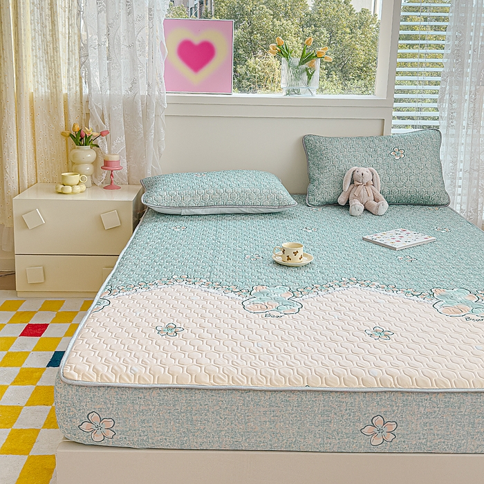 91家纺网 家纺一手货源 找家纺 小萌虎 2025新款凉感丝胶质凉席床笠款 小熊