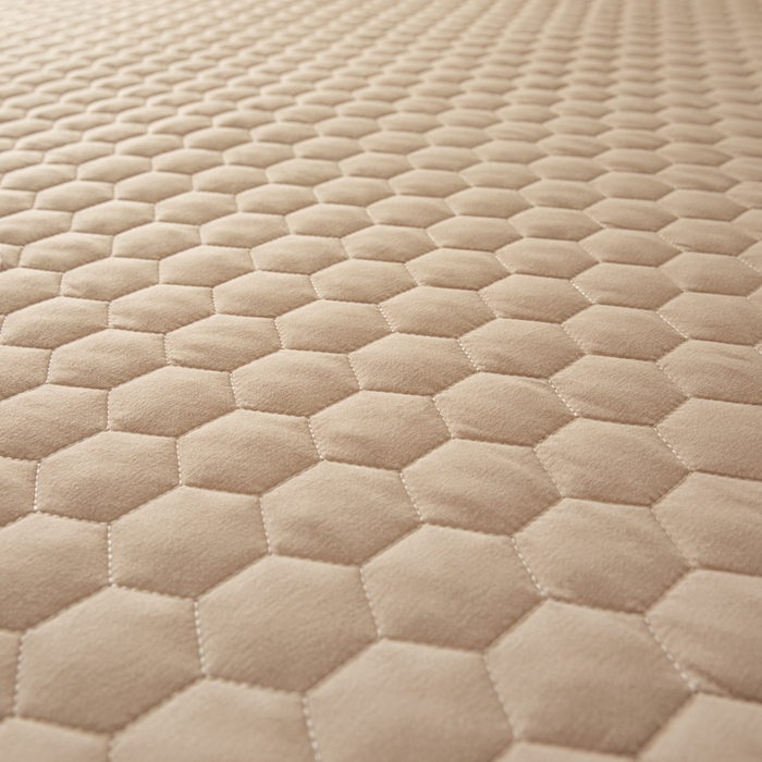 91家纺网 家纺一手货源 找家纺 优悦生活馆 2025新款亲肤水洗棉夹棉防水床笠 方格-卡其