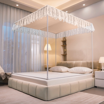 夏彩 2025新款浪漫唯美T+U大空间坐床防摔蚊帐-88608 88608T-浅粉玉防尘顶