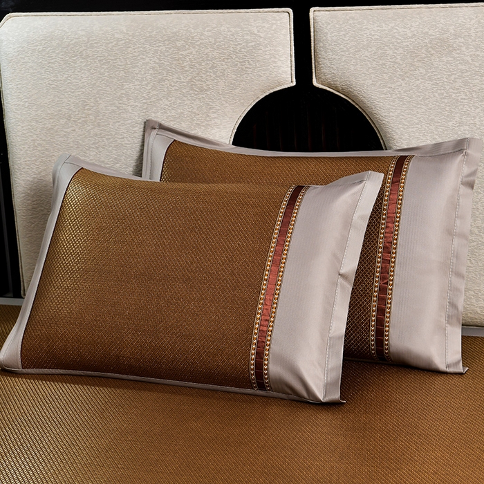 91家纺网 家纺一手货源 找家纺 小牛席业2025新款薰衣草冰藤席系列（冰藤席面）凉席藤席冰藤双面席冰丝席竹席凉席空调席草席三件套 薰衣草清香冰藤席-黑咖