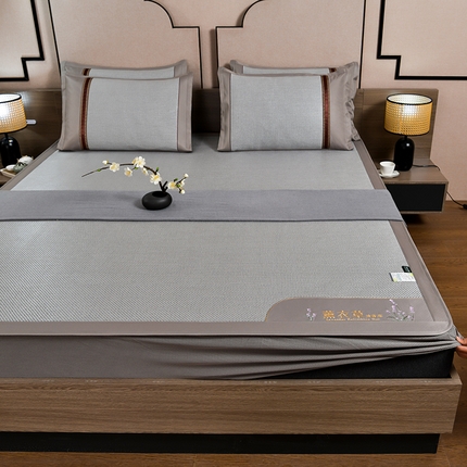 小牛席业2025新款薰衣草冰藤席系列-床笠款（冰藤席面）凉席藤席冰藤双面席冰丝席竹席凉席空调席草席三件套 薰衣草清香冰藤席-床笠款（银灰）