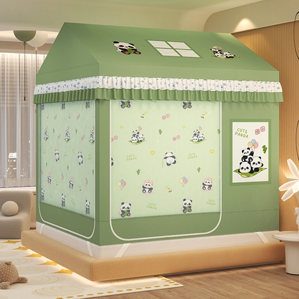 91家纺网 家纺一手货源 找家纺 迪凡保罗蚊帐 2025新款2505城堡款房型遮光防摔坐床蚊帐 贪吃熊猫