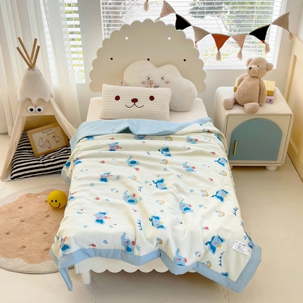 91家纺网 家纺一手货源 找家纺 御棉坊 2025年新款A类莫代尔印花儿童夏被 晚安小象