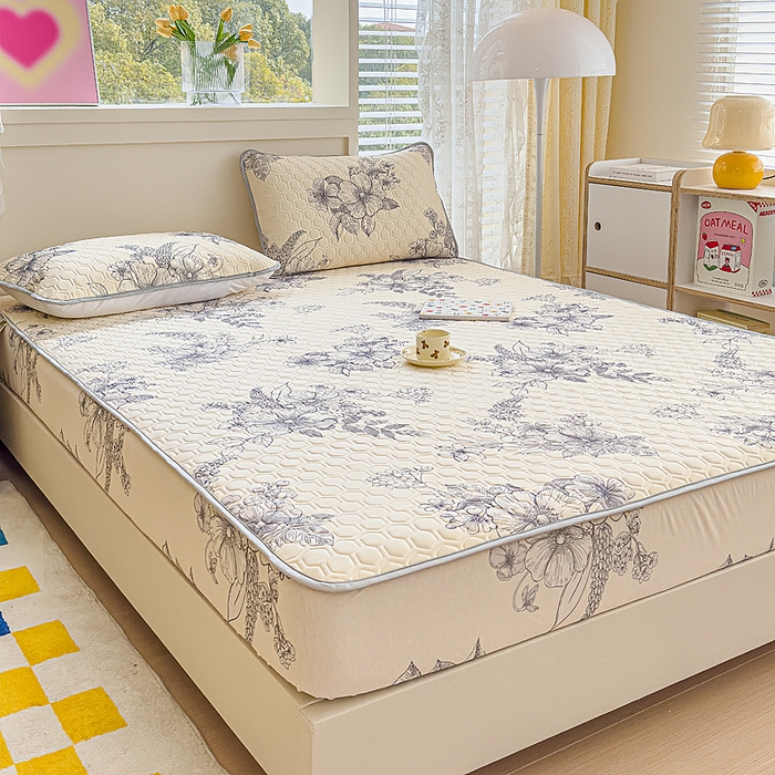 91家纺网 家纺一手货源 找家纺 小萌虎 2025新款凉感丝胶质凉席床笠款 水墨