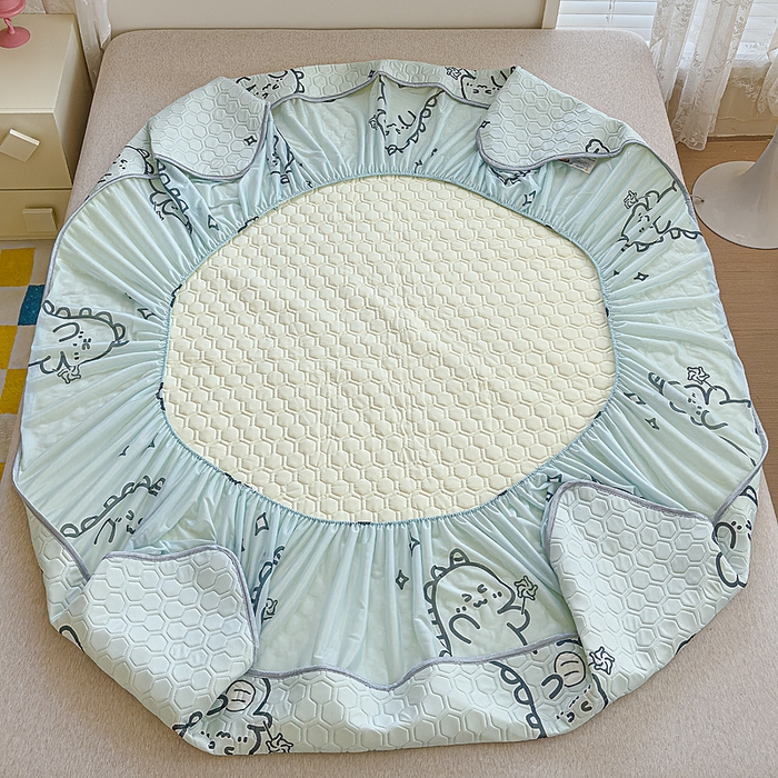 91家纺网 家纺一手货源 找家纺 小萌虎 2025新款凉感丝胶质凉席床笠款 恐龙