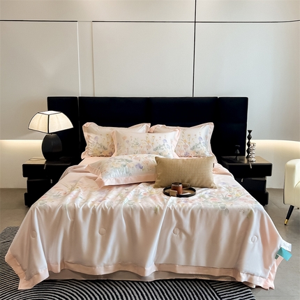 91家纺网 家纺一手货源 找家纺 （总）朵希曼2025新款50天丝宽边夏被和夏被四件套系列