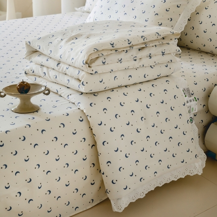 绒世界 绒世界 2025新款双层纱韩版印花夏被四件套 星月