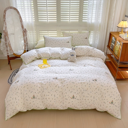 91家纺网 家纺一手货源 找家纺 田野家纺2025新款A类全棉双层纱四件套 薇拉