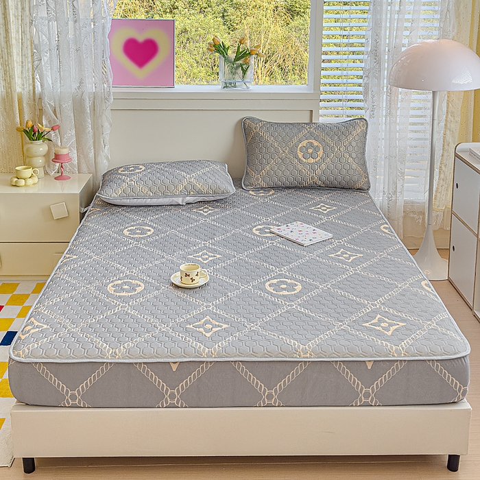 91家纺网 家纺一手货源 找家纺 小萌虎 2025新款凉感丝胶质凉席床笠款 轻奢