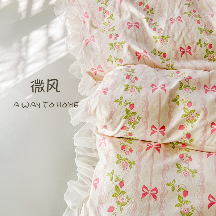 91家纺网 家纺一手货源 找家纺 眠势力 2025新款韩版花边被套双面用四季款ins公主风 微风