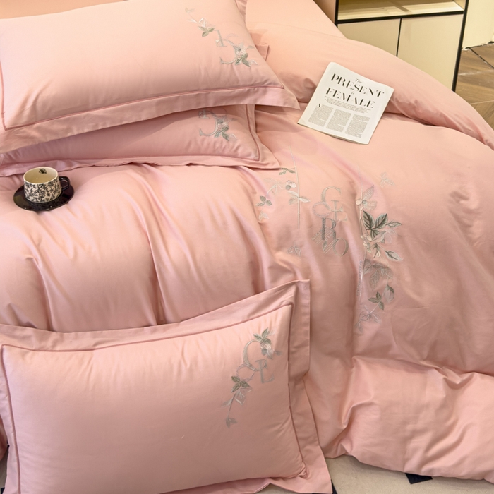 91家纺网 家纺一手货源 找家纺 （总）U品汇 2025新款纯棉全棉长绒棉刺绣绣花高端礼盒四件套-夏瑾系列