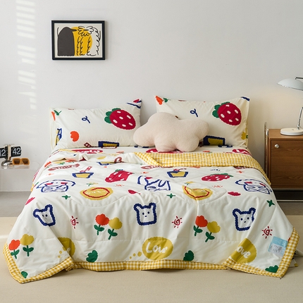 91家纺网 家纺一手货源 找家纺 （总）莱宁被业 2025新款喷气13070全棉印花夏被四件套