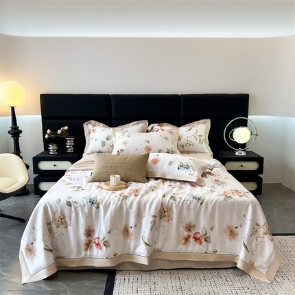 91家纺网 家纺一手货源 找家纺 （总）朵希曼2025新款60支天丝镂空印花夏被和夏被四件套系列