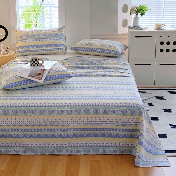 91家纺网 家纺一手货源 找家纺 ME/ERA HOME寐时代 2025新款三枚缎老粗布床单款三件套 律动