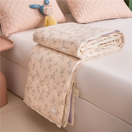 91家纺网 家纺一手货源 找家纺 艺菲阁家纺 2025新款花边款小碎花A类云感双层纱夏被 森田野园