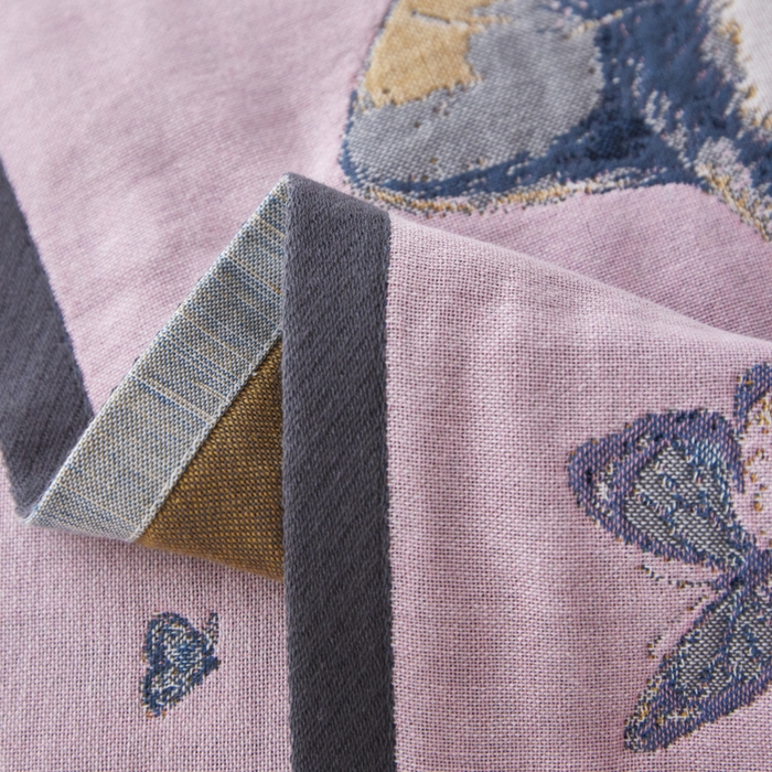 91家纺网 家纺一手货源 找家纺 爱港家纺 2025新款全棉纱布-萌宠治愈系列枕巾 戏蝶猫52*75cm