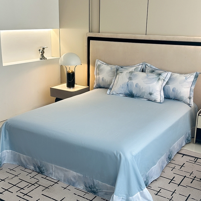 91家纺网 家纺一手货源 找家纺 眷恋家纺 2025年春夏全棉铂金棉13376数码印花四件套 水墨青花-兰