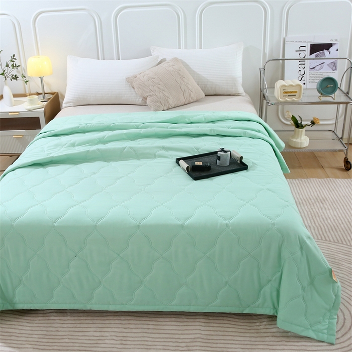 91家纺网 家纺一手货源 找家纺 爱派 2025新款纯色水洗棉夏被夏凉被空调被被子被芯 薄荷绿