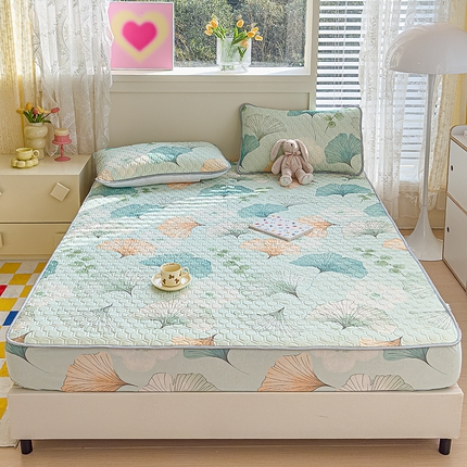 小萌虎 2025新款凉感丝胶质凉席床笠款 杏韵