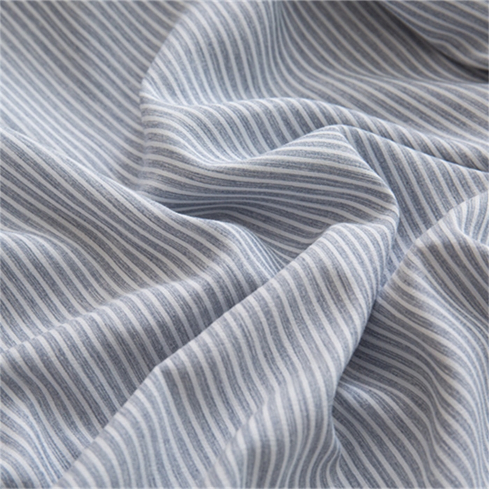 91家纺网 家纺一手货源 找家纺 庭笙 2025新款无印.色织条纹少女韩式小花边简约条纹四件套 色织条纹.蓝