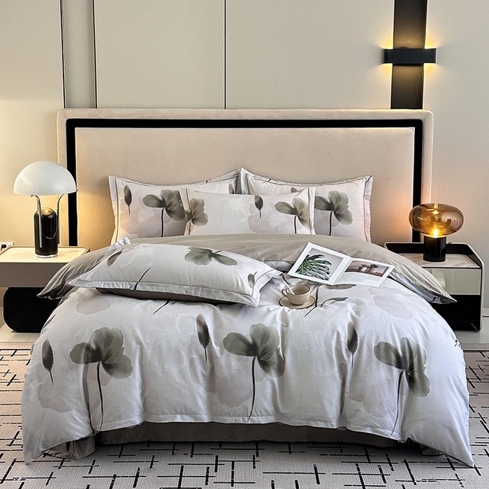 91家纺网 家纺一手货源 找家纺 眷恋家纺 2025年春夏全棉铂金棉13376数码印花四件套 爱的信仰-咖