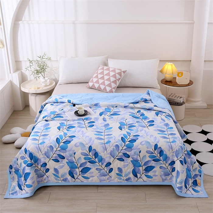 91家纺网 家纺一手货源 找家纺 爱派  2025新款直播爆款印花水洗棉夏被夏凉被空调被被子被芯 叶之舞