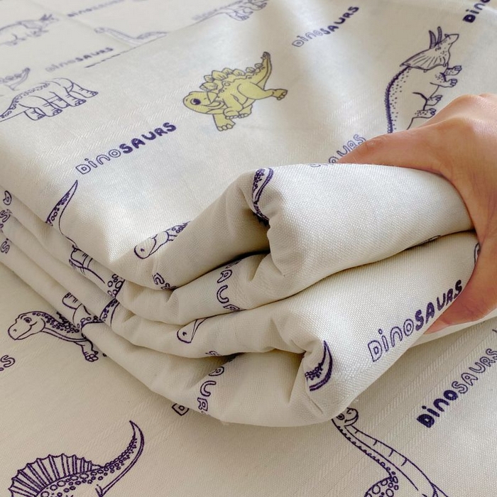 91家纺网 家纺一手货源 找家纺 ME/ERA HOME寐时代 2025新款三枚缎老粗布床单款三件套 恐龙家族