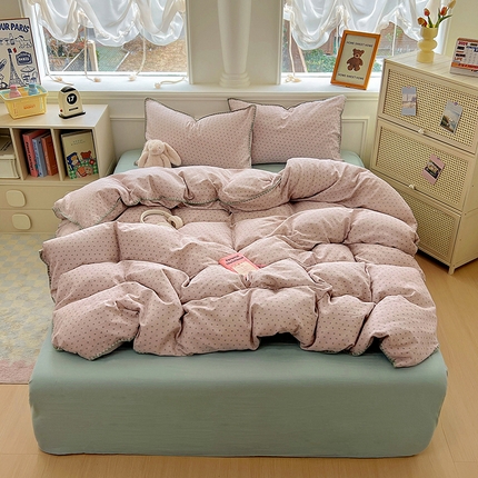 田野家纺2025新款A类全棉双层纱四件套 蝶舞