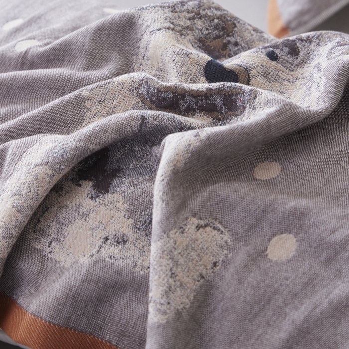 91家纺网 家纺一手货源 找家纺 爱港家纺 2025新款全棉纱布-萌宠治愈系列枕巾 朦胧狗52*75cm