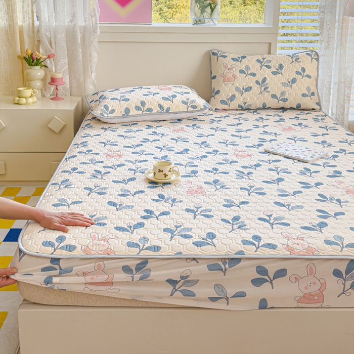 91家纺网 家纺一手货源 找家纺 小萌虎 2025新款凉感丝胶质凉席床笠款 小兔