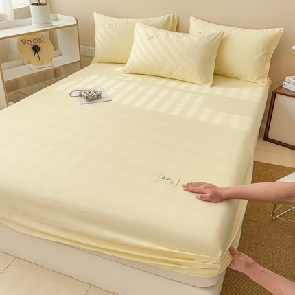眠博士 2025新款简约纯色纯棉40支单床笠系列 40支床笠-浅黄