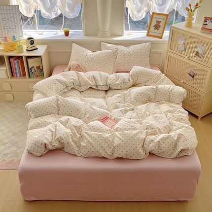 田野家纺2025新款A类全棉双层纱四件套 心动手稿