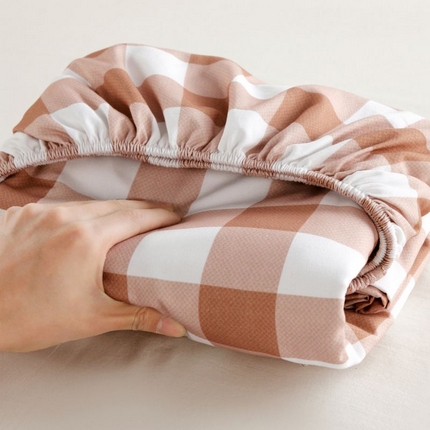 91家纺网 家纺一手货源 找家纺 ME/ERA HOME寐时代 2025新款全棉老粗布床笠款三件套 全棉条格-艾格-咖