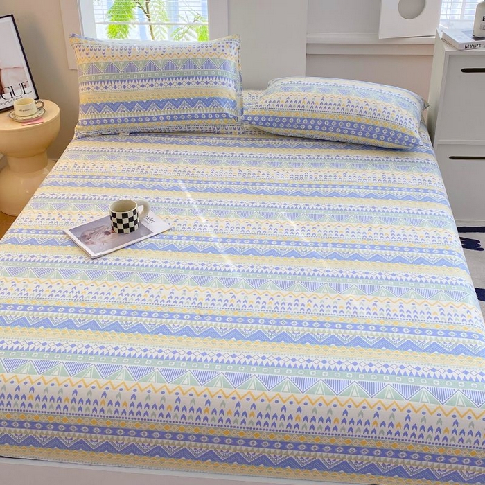 91家纺网 家纺一手货源 找家纺 ME/ERA HOME寐时代 2025新款三枚缎老粗布床笠款三件套 律动