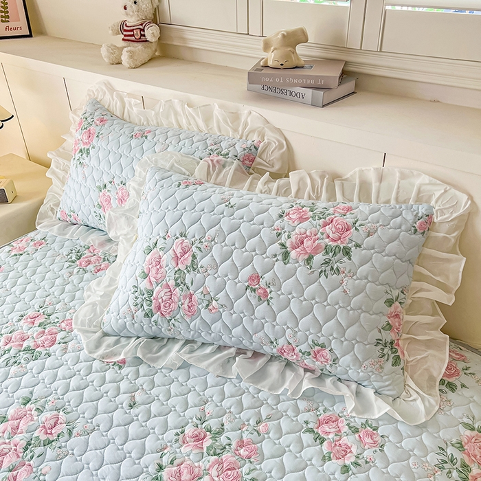 91家纺网 家纺一手货源 找家纺 眠势力 2025新款韩版花边床笠雪纺公主风ins夹棉四季款床罩保护套 春风徐来