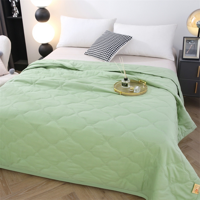 91家纺网 家纺一手货源 找家纺 爱派 2025新款纯色水洗棉夏被夏凉被空调被被子被芯 果绿色