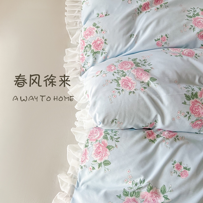 91家纺网 家纺一手货源 找家纺 眠势力 2025新款韩版花边被套双面用四季款ins公主风 春风徐来