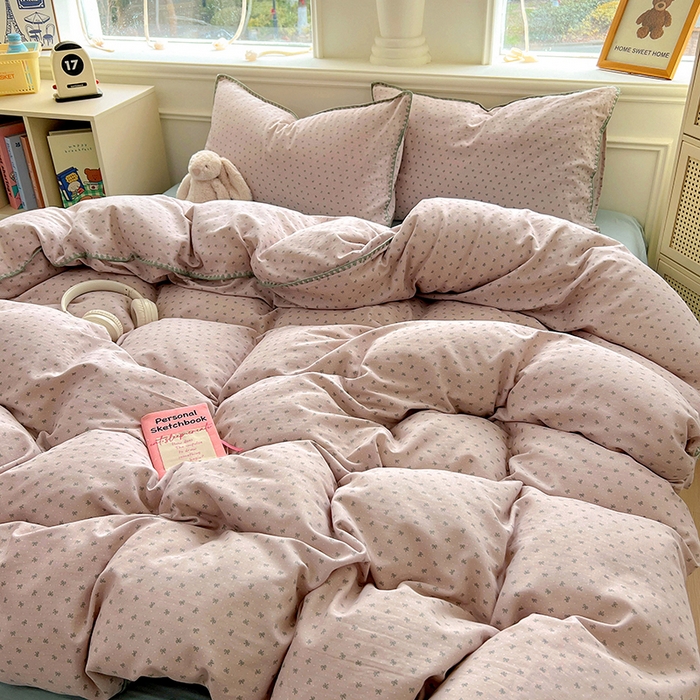 91家纺网 家纺一手货源 找家纺 田野家纺2025新款A类全棉双层纱四件套 蝶舞