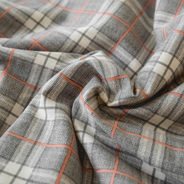 91家纺网 家纺一手货源 找家纺 绒世界 绒世界 2025新款双层纱韩版印花夏被四件套 格子-灰