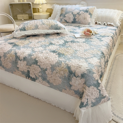 兄弟坊 2025 莱赛尔兰精天丝韩版印花床盖床裙床褥 床盖-油画