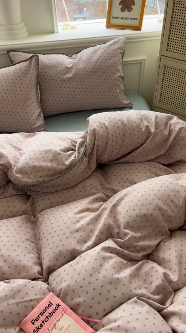 91家纺网 家纺一手货源 找家纺 田野家纺2025新款A类全棉双层纱四件套 蝶舞