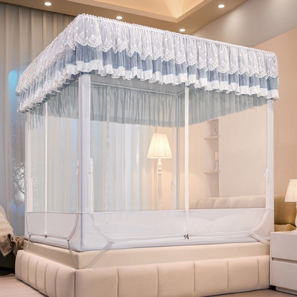 91家纺网 家纺一手货源 找家纺 夏彩 2025新款浪漫唯美T+U大空间坐床防摔蚊帐-88608 88608T-雅士白