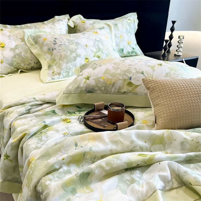 91家纺网 家纺一手货源 找家纺 朵希曼2025新款50天丝宽边夏被和夏被四件套系列 舒蕊