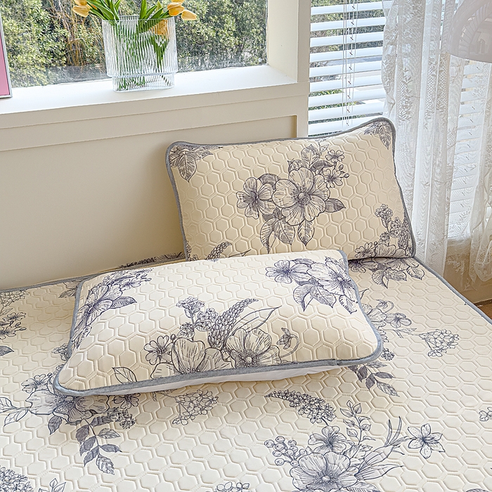 91家纺网 家纺一手货源 找家纺 小萌虎 2025新款凉感丝胶质凉席床笠款 水墨