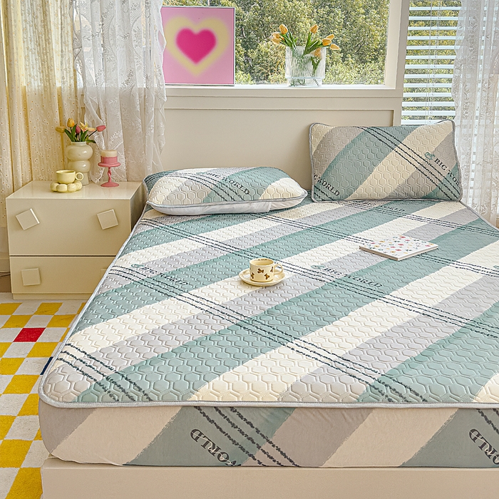 91家纺网 家纺一手货源 找家纺 小萌虎 2025新款凉感丝胶质凉席床笠款 格调