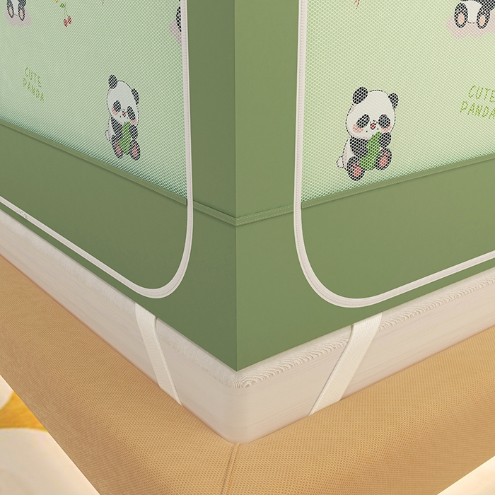 91家纺网 家纺一手货源 找家纺 迪凡保罗蚊帐 2025新款2505城堡款房型遮光防摔坐床蚊帐 贪吃熊猫