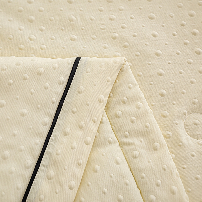 91家纺网 家纺一手货源 找家纺 绒世界 绒世界 2025新款凉豆豆包边夏被四件套 凉豆豆-柠檬黄