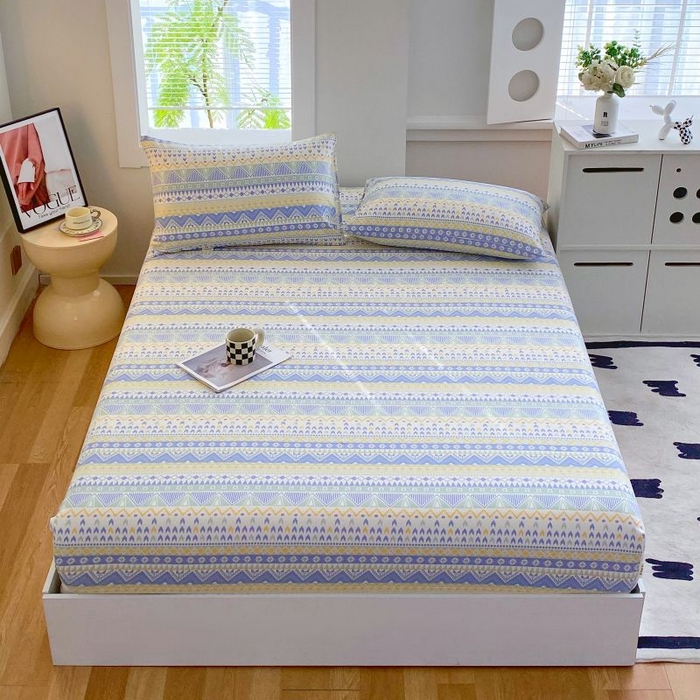 91家纺网 家纺一手货源 找家纺 ME/ERA HOME寐时代 2025新款三枚缎老粗布床笠款三件套 律动