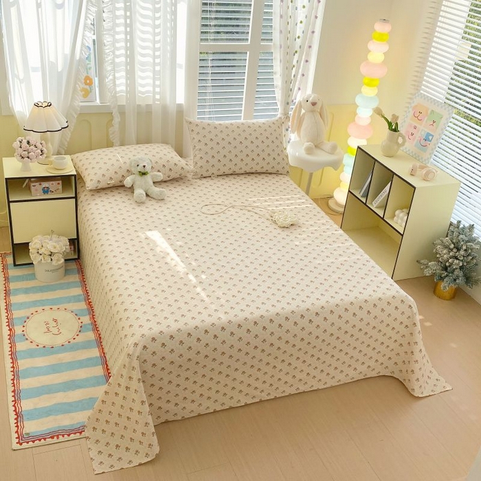 91家纺网 家纺一手货源 找家纺 ME/ERA HOME寐时代 2025新款三枚缎老粗布床单款三件套 玫瑰花园